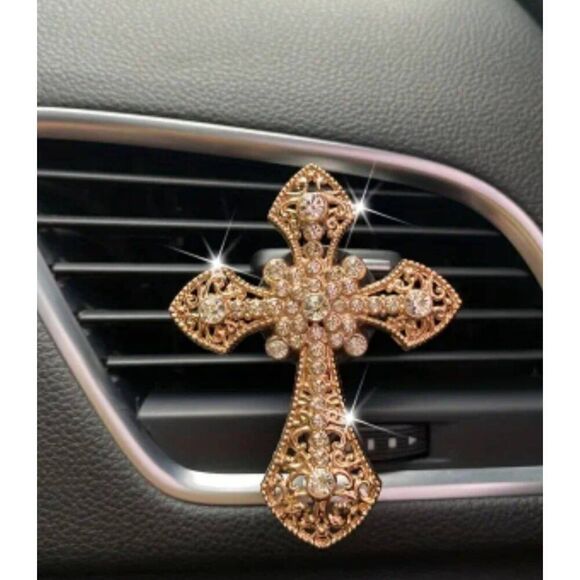 2/$21 Ladies Elegant Gold Cross Car Vent Clip - Brand New - Picture 4 of 6